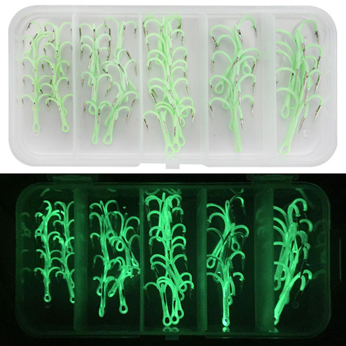 Weihe 2#4#6#8#10## Luminous three anchor hook set three hooks with barbed fishhook high carbon steel fishing hook cross-border