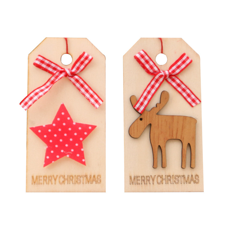 Nuevos suministros de decoración de Navidad de madera de Navidad pequeño colgante de árbol de Navidad arco colgante de madera