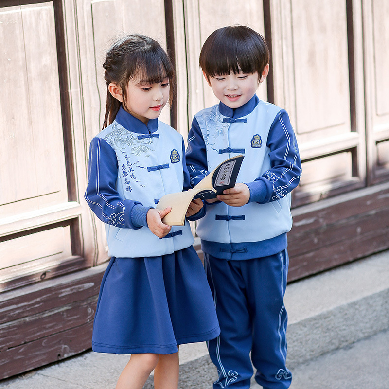 國學幼兒園誦讀盤扣大小班園服小學生秋季班服運動校園風校服短裙
