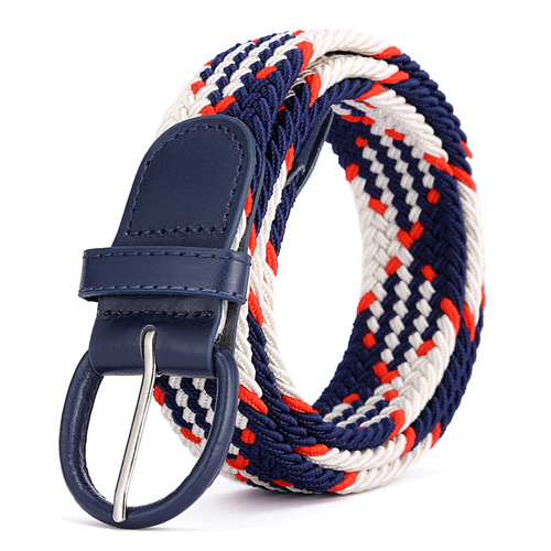 Cross-border woven belt for women, fashionable and casual, versatile pin buckle belt for men and women, student elastic canvas belt