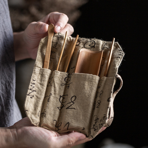 Old Bamboo Tea Three-piece Set of Handmade Bamboo Tea Clips, Tea Needles, Tea Spoons, Tea Lotus Set, Tea Ceremony Kung Fu Tea Accessories