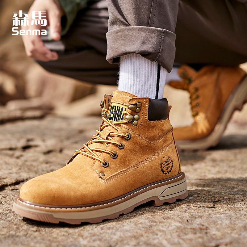 Senma Men's Shoes Martin Boots Men's Workwear Boots 2024 Retro Men's Shoes Fashionable All-match High-top Shoes Men's Boots British Wheel Style