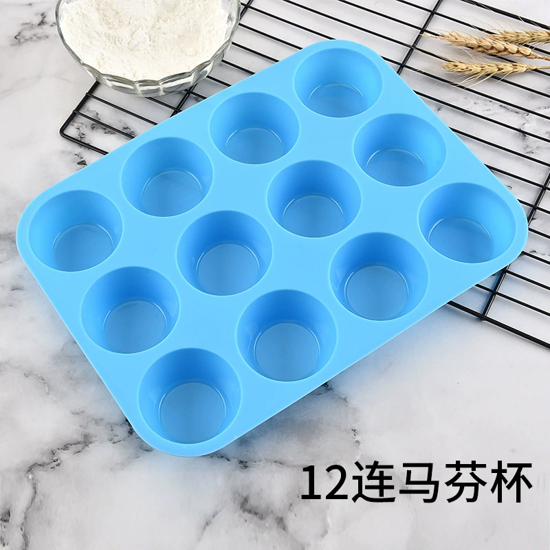 Силиконовая форма для выпечки торта, инструмент для выпечки DIY с круглыми отверстиями, легко вынимаемая форма, желейная тарелка, 12 последовательных чашек