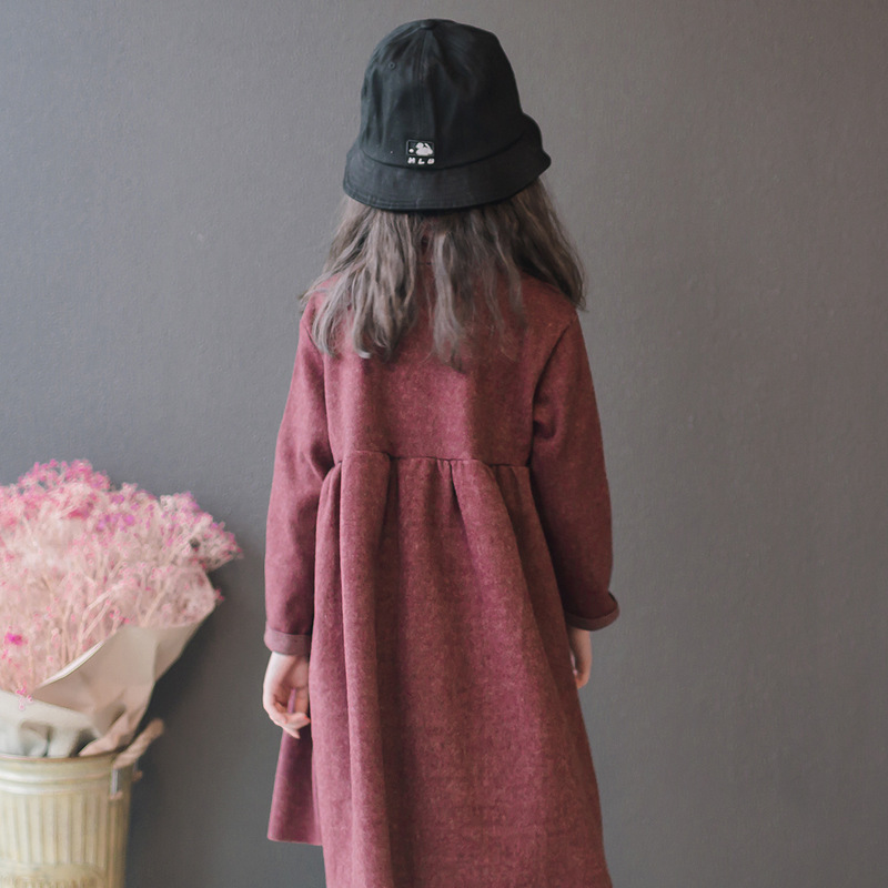 Vestido de Niñas Ropa de Primavera/otoño e invierno estilo coreano para niños medianos y grandes estilo occidental para niños falda de fondo de la niña falda suelta de Cuello medio