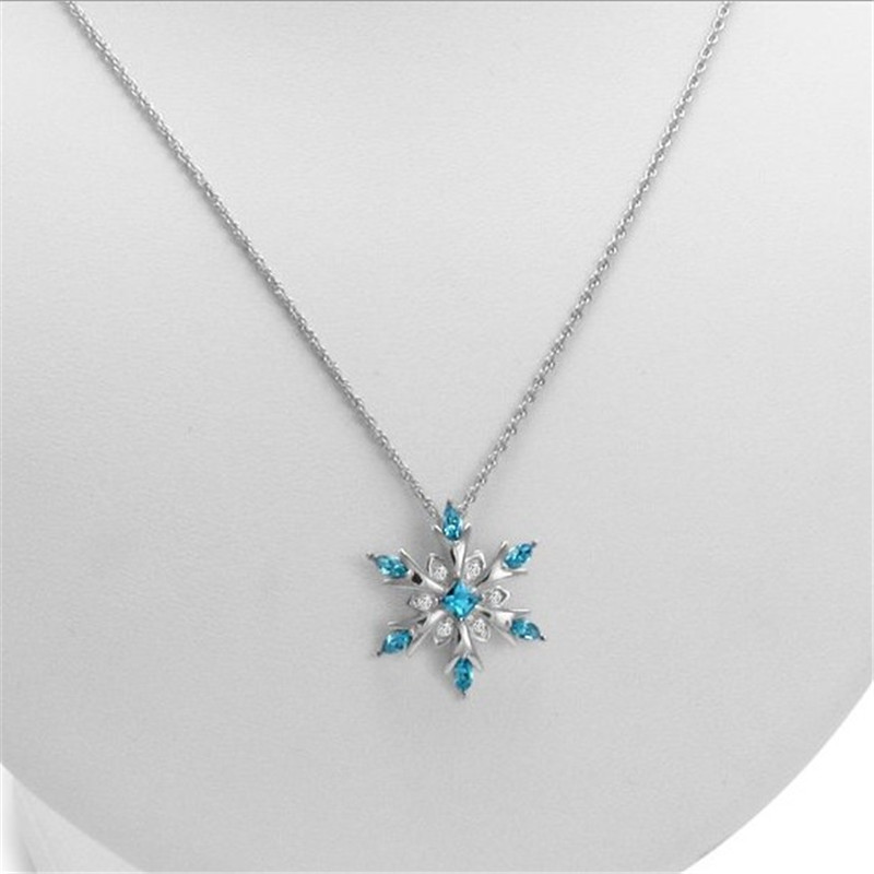 Nouveau collier élégant en forme de flocon de neige orné de pierres précieuses, style européen et américain, ras-de-cou en alliage, bijou cadeau de Noël pour femme_voghion.com