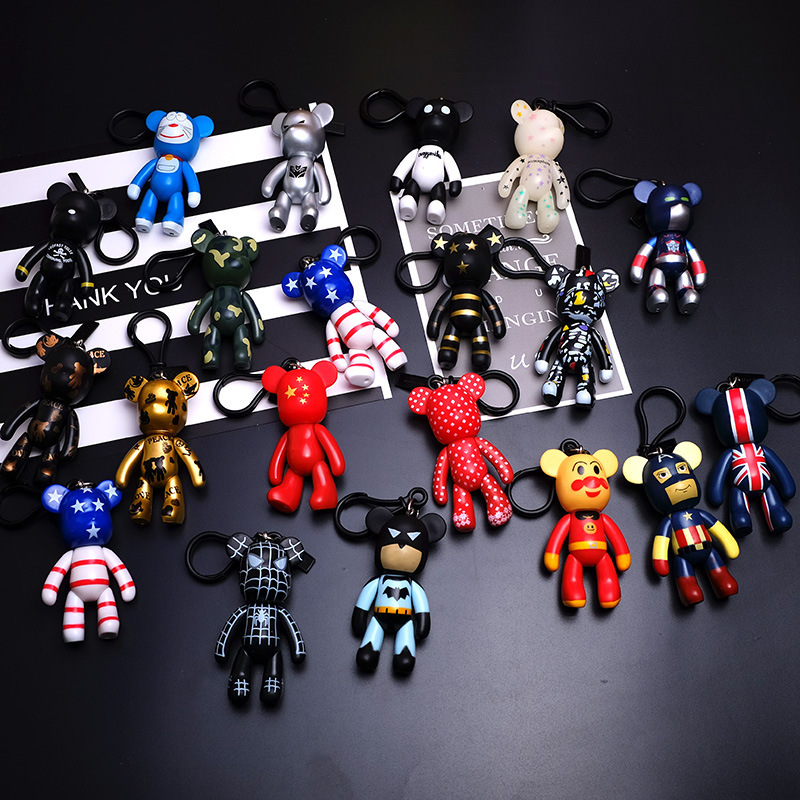 Creative Korean Creative Doll Trendy Bear Keychain Car Key Chain Pendant Men and Women Small Gifts Wholesale