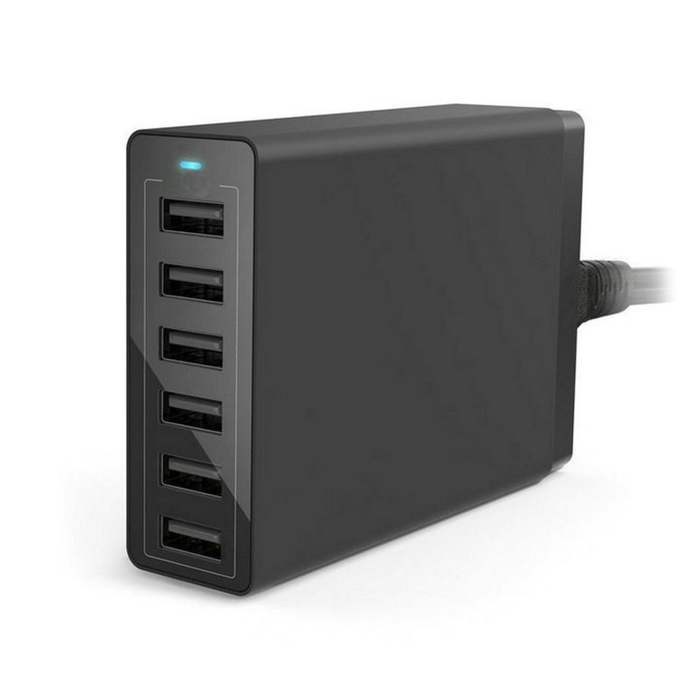 Factory wholesale 6 USB smart phone charging head 12A charging head private mold multi-port smart phone charger