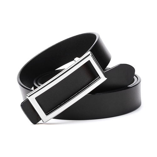Simple decorative versatile belt Korean style smooth buckle belt women's leather women's white collar trouser belt one piece drop shipping