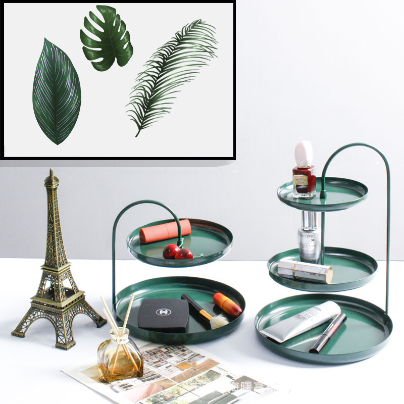 Встречайте железную двухслойную тарелку для ювелирных изделий в европейском стиле, серьги, стеллаж для хранения различных вещей, ключ для косметики, многослойное настольное хранилище.