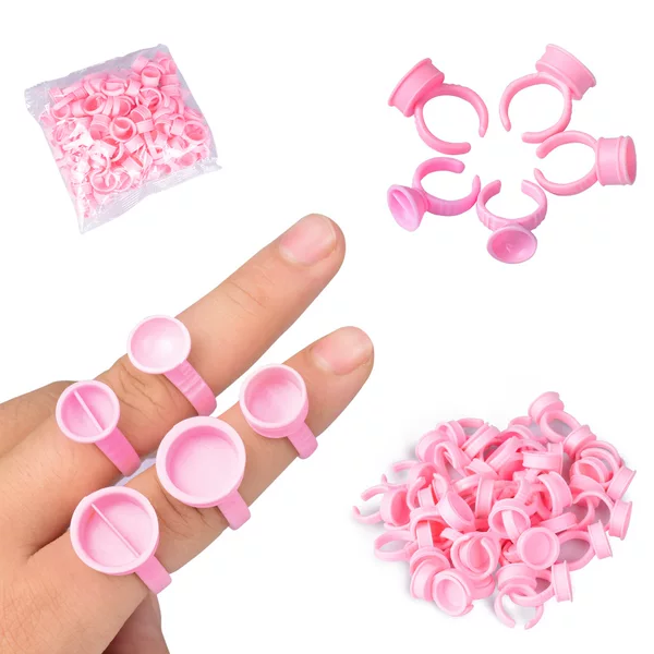 Factory direct tattoo in stock eyelash grafting glue ring holder tattoo color bowl pink ring cup