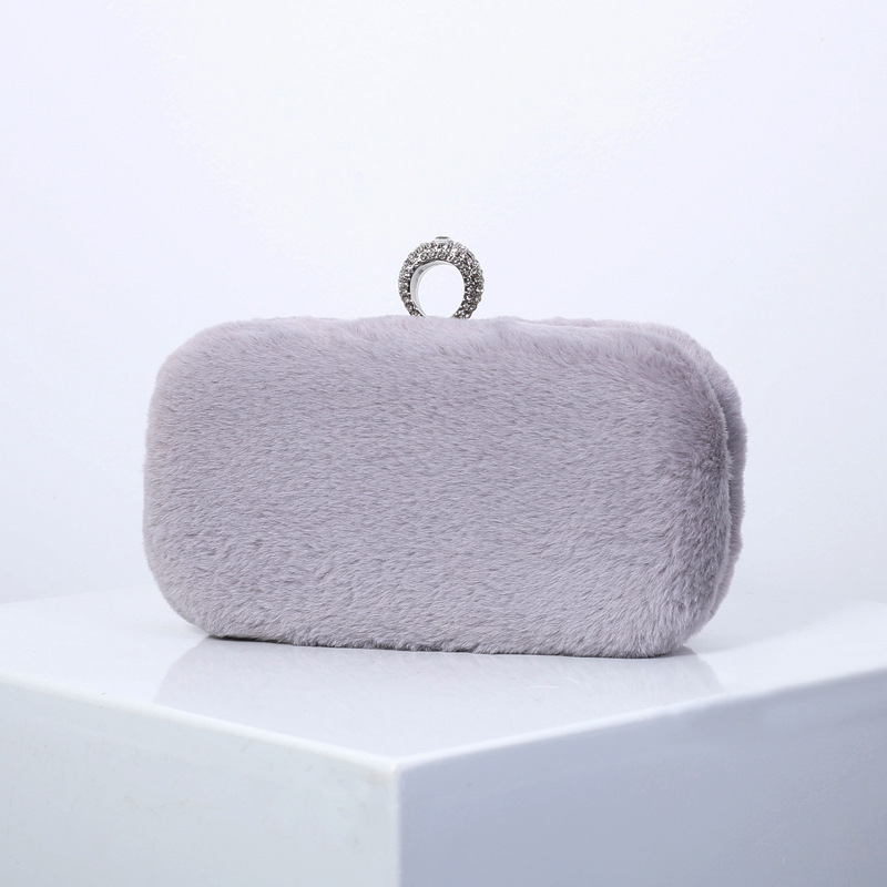 Venta caliente transfronteriza invierno piel de conejo cena bolsa de alto grado vestido embrague rojo nupcial bolsa chaozhou ventas directas de la fábrica