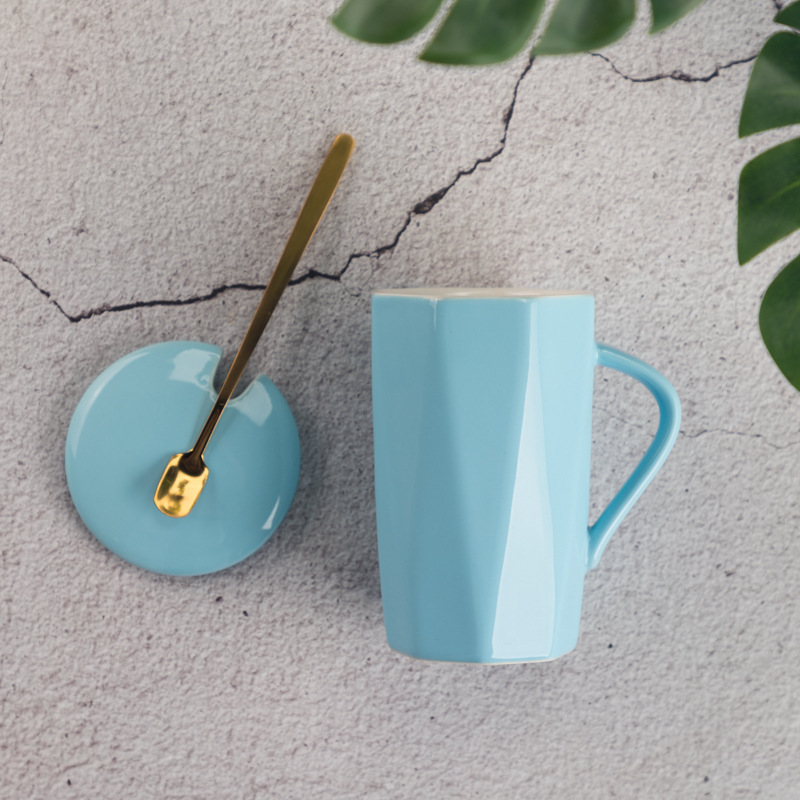 北欧insシンプルなひし形マグカップ創意カップル陶磁器カップ個性ビジネスオフィスコーヒーカップlogo|undefined