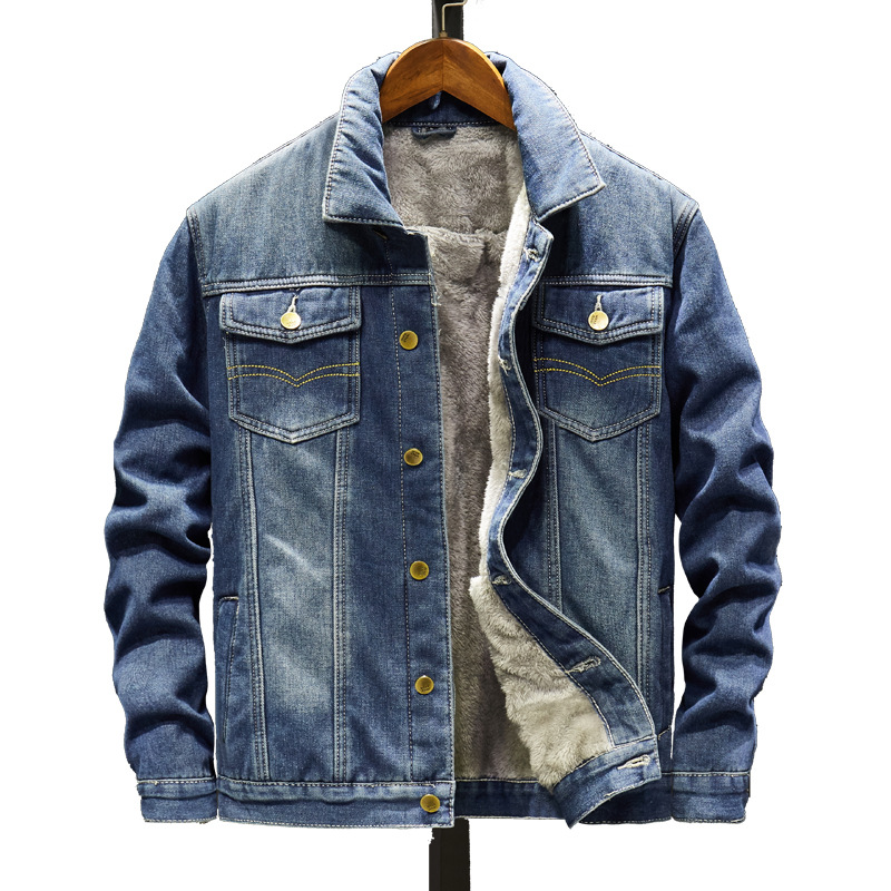 Invierno forrado de lana engrosada abrigo de mezclilla de los hombres de estilo coreano abrigo de mezclilla marca de moda Denim Top chaqueta casual de los hombres al por mayor