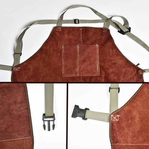 Factory direct supply cowhide welding apron export quality genuine leather workwear cross-border e-commerce Amazon apron barbecue