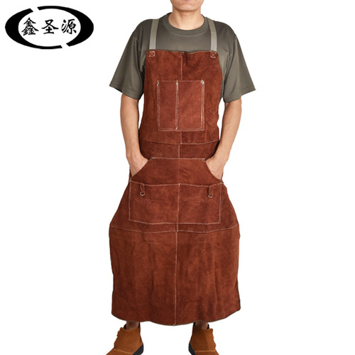 Factory direct supply cowhide welding apron export quality genuine leather workwear cross-border e-commerce Amazon apron barbecue