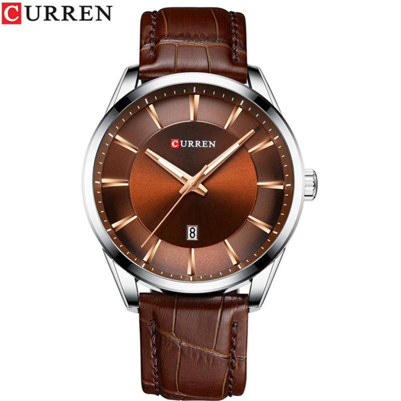 Curren 8365 men's business belt watch calendar waterproof quartz watch simple watch for men