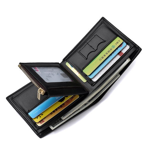 wallet men hot-selling new men's short wallet tri-fold zipper pu wallet multi-card slot manufacturer