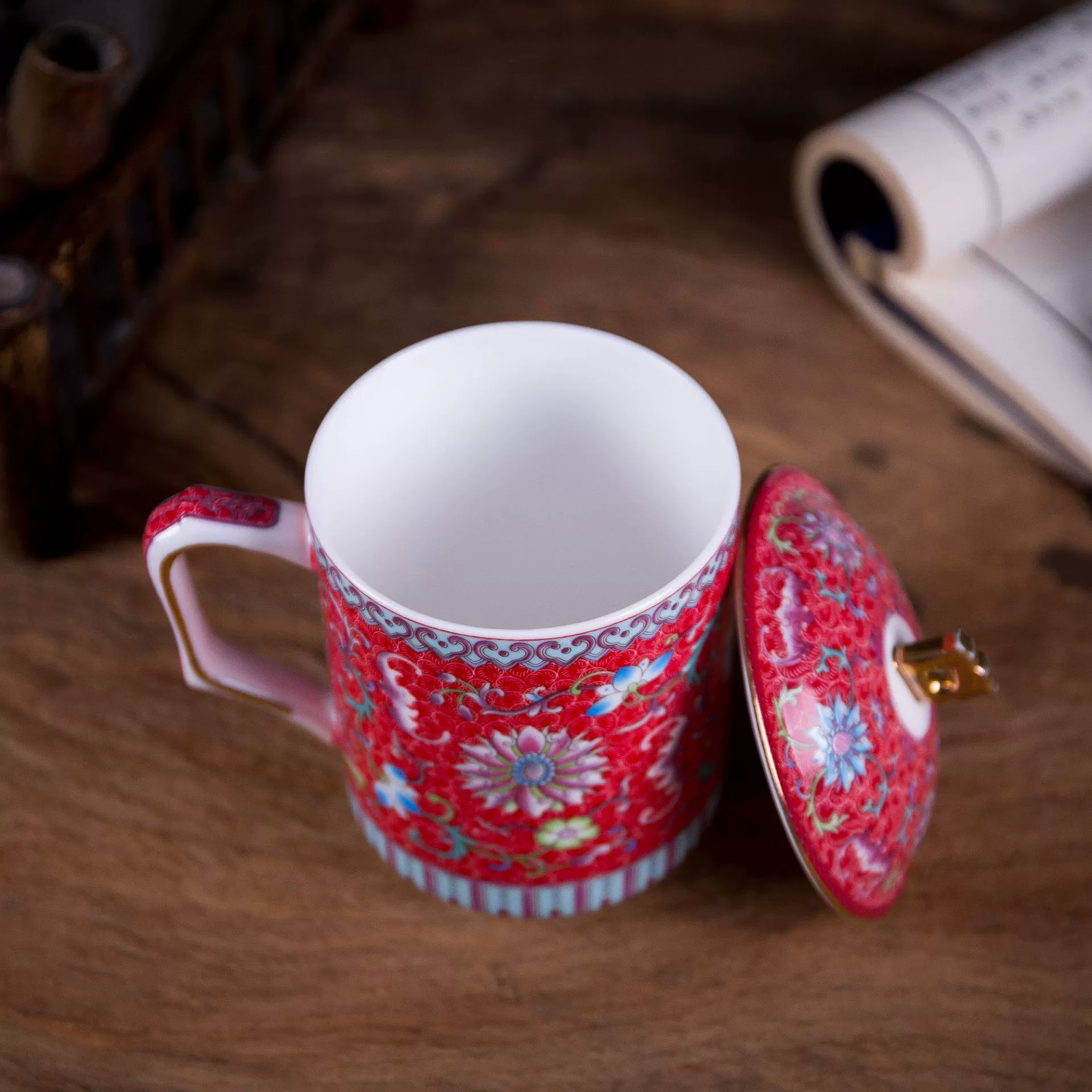 Чашка из bone china Jingdezhen, офисная конференционная чашка с керамической крышкой, эмаль, цветная водяная чашка, праздничная подарочная чашка