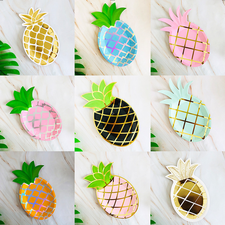 New Disposable Paper Plate Fruit Pineapple Plate Children's Birthday Party Party Supplies Tableware Cake Plate
