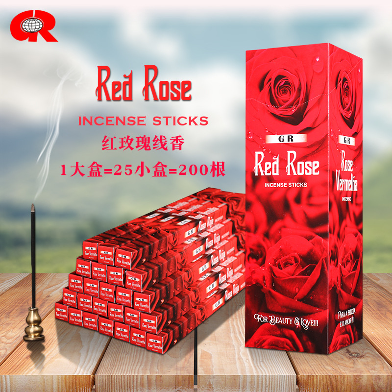 GR indio rosa roja caja grande redrose original importado hecho a mano floral aromaterapia incienso línea 572