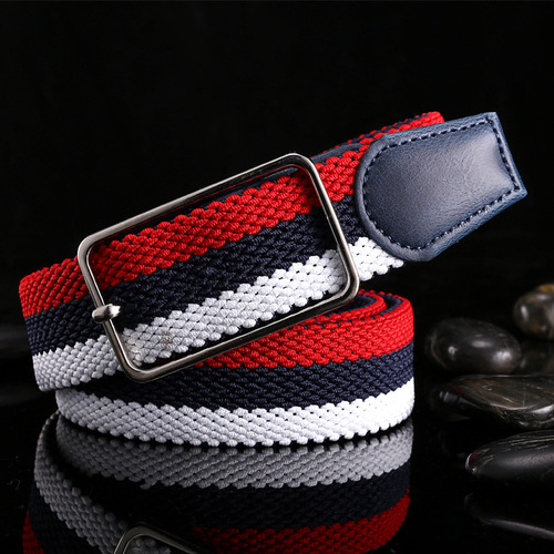 Dapai Korean style trendy elastic belt for men, youth elastic canvas belt, fashionable pin buckle woven trouser belt for women