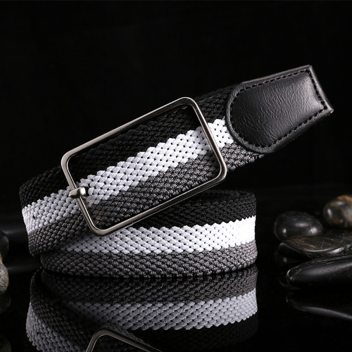 Dapai Korean style trendy elastic belt for men, youth elastic canvas belt, fashionable pin buckle woven trouser belt for women