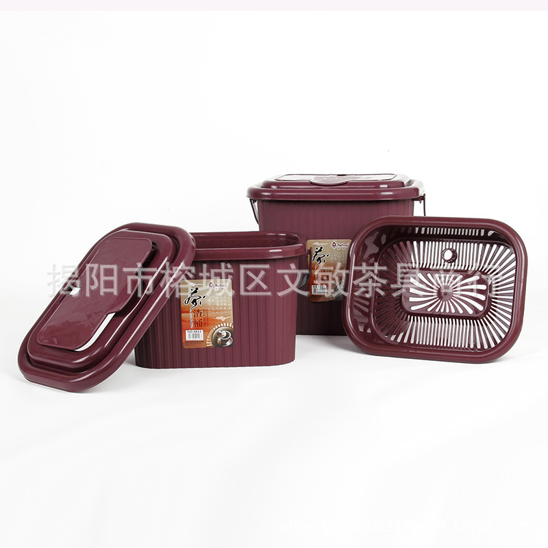 茶皿厚い円形の茶バケツのプラスチックの桶の四角形の茶のかすの桶の排水の桶の茶器の部品のゴミ箱は茶の桶を濾過します|undefined