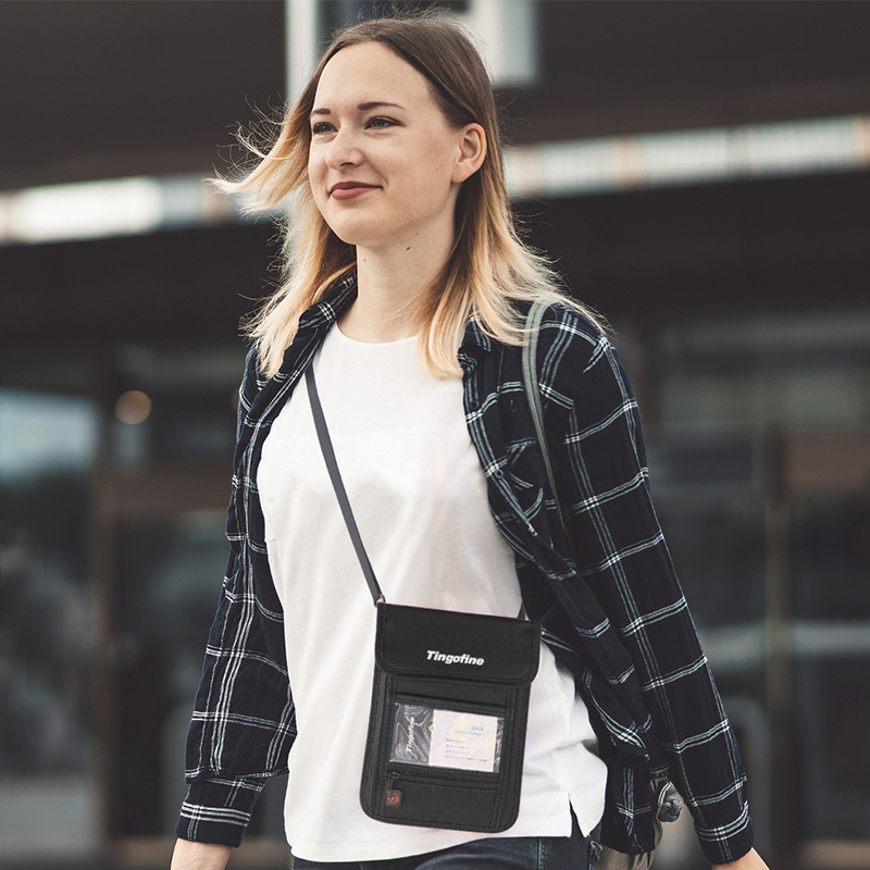 Amazon viaje almacenamiento crossbody pasaporte bolsa multi-funcional RFID antirrobo Halter ID bolsa pasaporte titular de la tarjeta