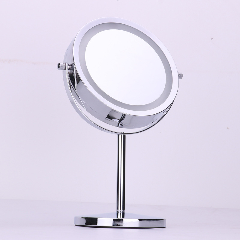 Espejo de maquillaje con luz LED de escritorio de doble cara Luz de relleno de escritorio vestidor Belleza Espejo HD ampliado de carga Europea