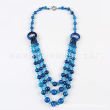 时尚长款蓝色玛瑙项链 多层中长款项饰 厂家直销