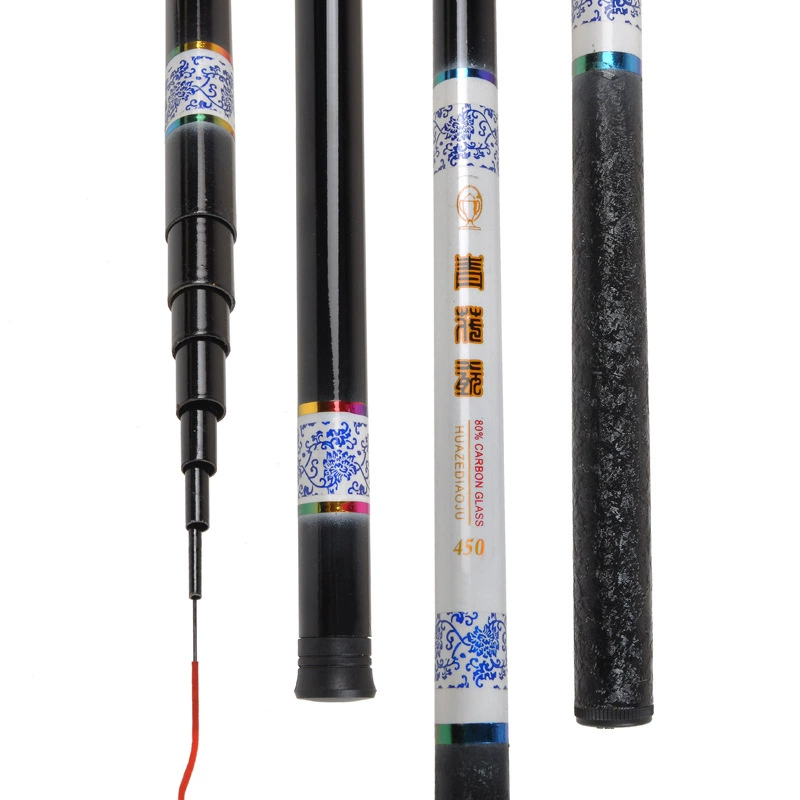 Telescopic FRP fishing rod, 2.7–7.2 m, glass-reinforced ultra‑hard short sections