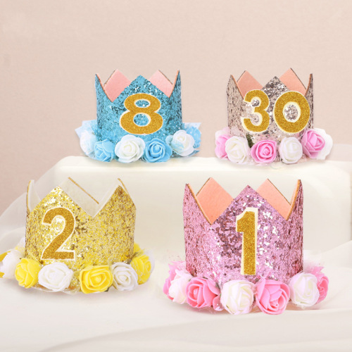 跨境宝宝周岁拍照生日帽子 男女孩主题创意数字派对用品装饰用品