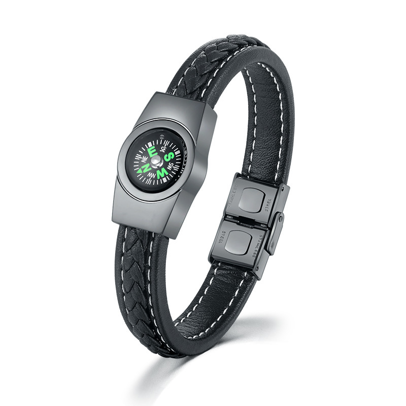 Factory Direct sales cross-border hot selling Amazon AliExpress men's jewelry leather bracelet compass bracelet New