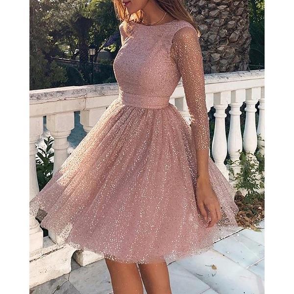 2025 verano transfronterizo nuevo estilo vestido de manga larga de moda de mujer europea y americana vestido de cóctel de cintura alta vestido de noche