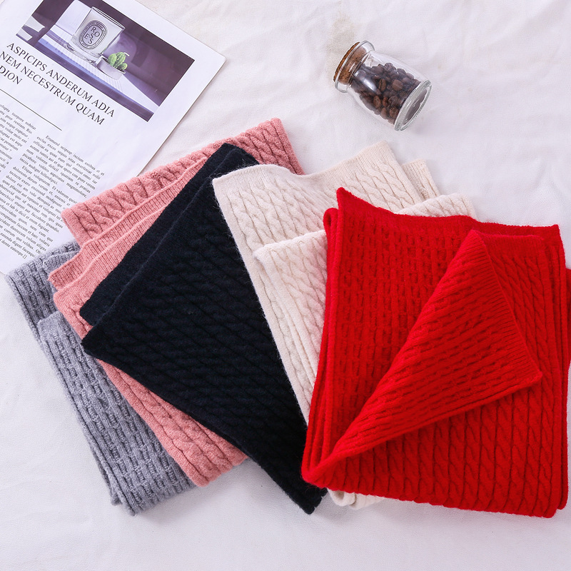2019 nuevo estilo coreano japonés otoño e invierno suave grueso cálido hombres y mujeres bufanda de lana de color sólido tejida pequeña bufanda pequeña