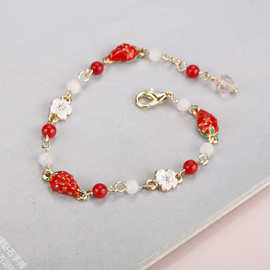 2019韩版新款樱花草莓手链女森系小清新学生手链饰品闺蜜小礼物