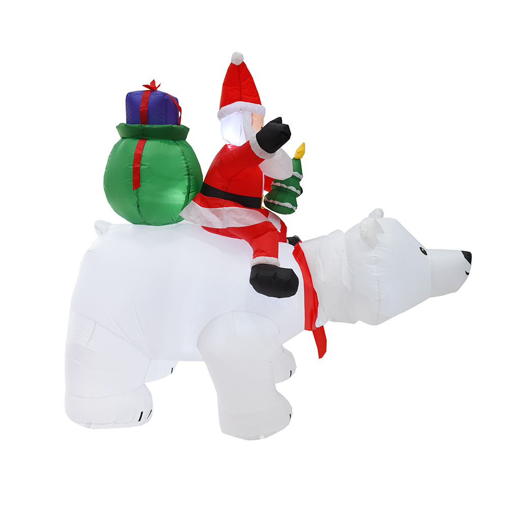 Transfronterizo Amazonas decoración navideña osos blancos inflables Santa Claus montar osos