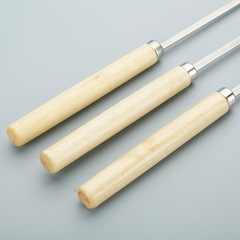 Factory wholesale stainless steel wood-handled barbecue skewers, flat wooden handles, round barbecue needles, lamb kebab skewers, barbecue tongs