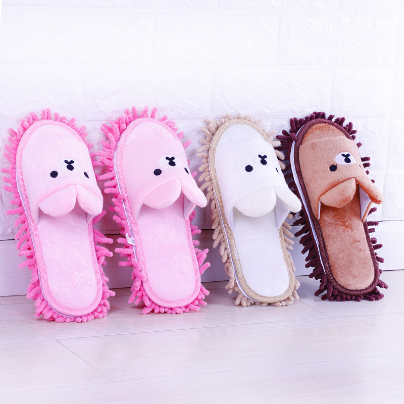 Letter to Shang Bestselling Lazy Mop Slippers for Children and Adults, Parent-Child Cartoon Mopping Slippers, Acrylic, Washable