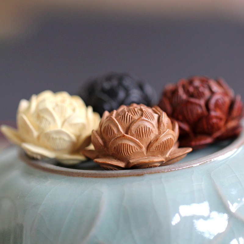 桃木莲花工艺品配饰配件乌木黄杨木 编制吊坠钥匙扣配件 多层莲花