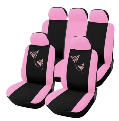Universal seat cover Purple Pink Butterfly Embroider Suitable for - pink-9-piece-set-general