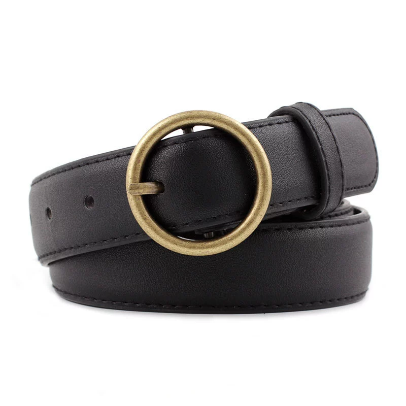 Retro metal buckle, universal polyurethane belt for leisure, Korean style, wholesale
