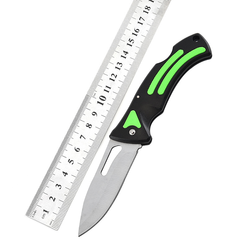 厂家批发不锈钢便携防身折叠刀户外胶柄刀野营战术求生随身小刀