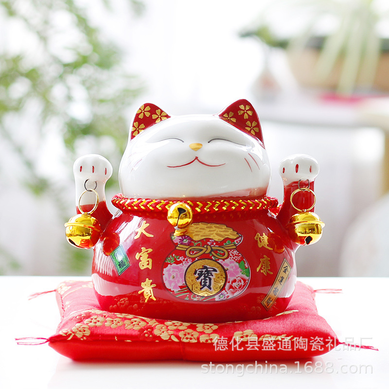 Artesanías de cerámica gato hogar regalo creativo decoración alcancía tienda cajero escritorio al por mayor