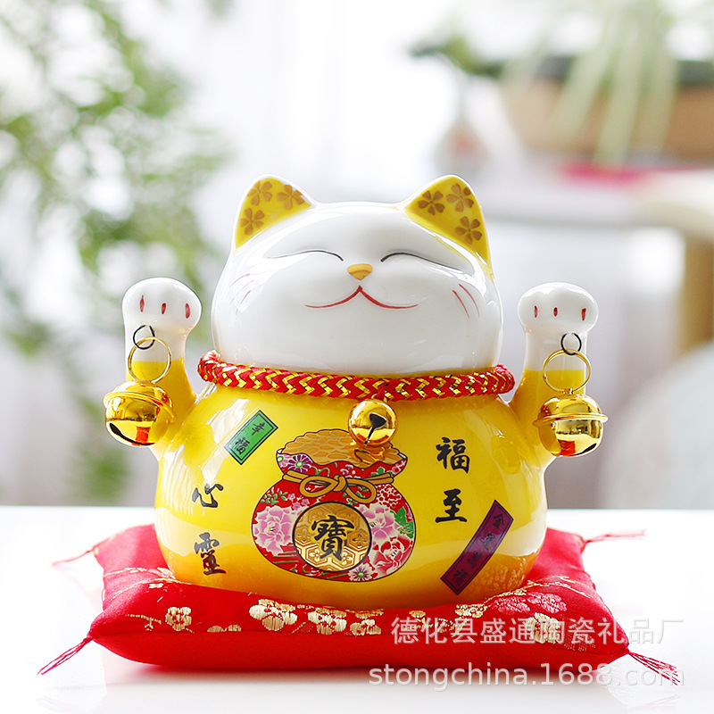 Artesanías de cerámica gato hogar regalo creativo decoración alcancía tienda cajero escritorio al por mayor