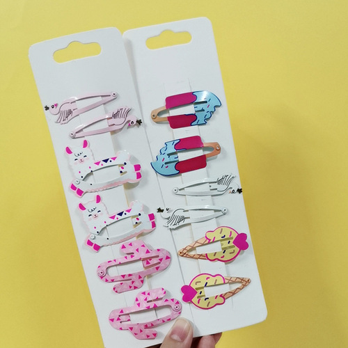 Korean printed cute children's hairpin girls paint princess cartoon bb clip Korean fruit hairpin hair accessories set