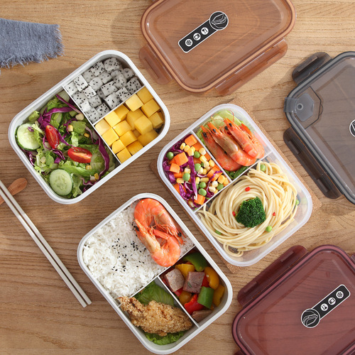 Microwaveable plastic crisper Japanese-style sealed multi-compartment lunch box portable student lunch box lunch box