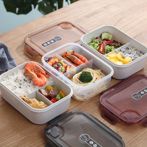 Microwaveable plastic crisper Japanese-style sealed multi-compartment lunch box portable student lunch box lunch box