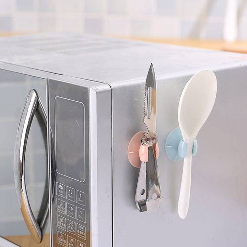 Creative kitchen supplies Traceless suction cup rice cooker and rice spoon storage rack Multifunctional wall-mounted storage rack