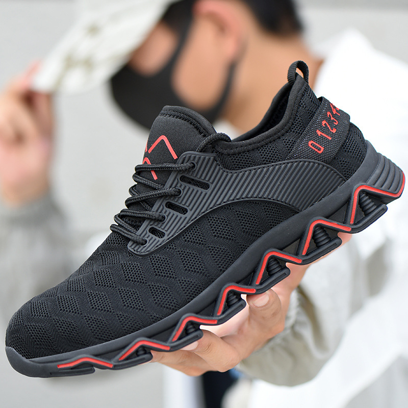 Zapatos de protección laboral transfronterizos para hombres, zapatos de protección laboral con punta de acero para todas las estaciones, ligeros, antiaplastamiento, antipinchazos, zapatos de seguridad para sitios de trabajo eléctricos